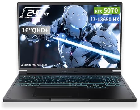 Thunderobot Hunter Blade S High Performance Laptop: Intel Core i7-13650HX CPU, GeForce RTX 5070, 16-inch 2.5K 240Hz 100% DCI-P3 Screen,16GB RAM, 1TB SSD, RGB Keyboard, Wi-Fi 6 for AAA Gaming
