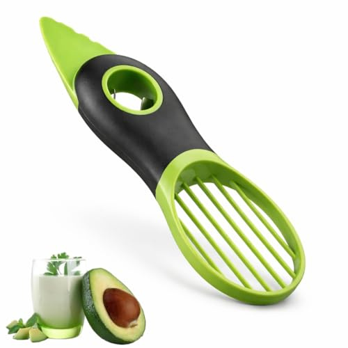 Avocado Slicer Tool – 3 in 1 Kitchen Gadget for Peeling Pitting and Slicing Avocados – Multifunctional Avacado Cutter with Stainless Steel Core Remover – Handy Fruit Prep Tool for Home Use