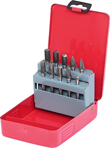 KS Tools 515.3210 HM Frässtift-Satz, Stahlblechkassette, 10-tlg. | 10-tlg, in Stahlblechkassette, silber