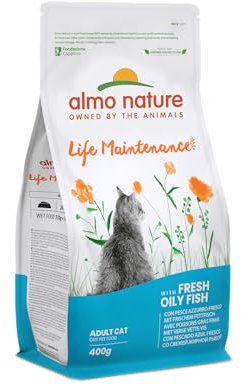 Almo Nature Life Maintenance mit Frischem Fettfisch und Reis- Trockenfutter für Erwachsene Katzen Aller Rassen - 400g