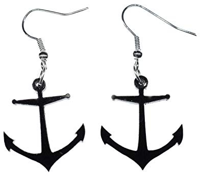 Miniblings Anker Ohrringe Hänger Maritim Boot schwarz versilbert | Ohrschmuck, sorgfältig in Berlin gefertigt, mit Ankerohrringe und Acrylglas