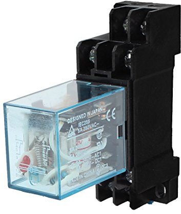 sourcing map Voltaje De Bobina De AC 12V Relé De Potencia Electromagnética DPDT De 8 Clavijas Con Base De Zócalo