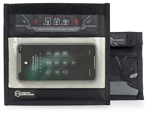 Mission Darkness Faraday-Tasche mit Fenster für Telefone // Geräteabschirmung für Strafverfolgung und Militär, Privatsphäre von Führungskräften, Anti-Hacking, Reisen und Datensicherheit Schwarz
