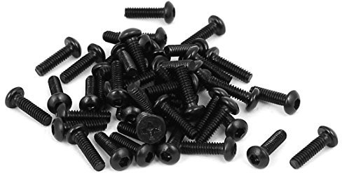 sourcing map 50Stk M2x7mm Metall Klasse 10,9 Kopf Innensechskant Sechskantschraube Bolzen