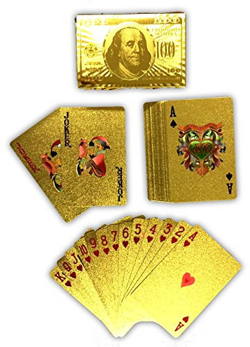HAC24 Spielkarten Deck vergoldet Poker Skat Goldkarten Pokerkarten Gold Karten Plastik