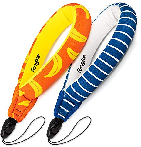 Ringke Dragonne Flottante (2 Pack) Caméra Étanche Float Imperméable Universel pour Tous Les Appareils: Appareil Photo Numérique, Téléphones Mobiles, et Plus - Banana+Navy Stripes