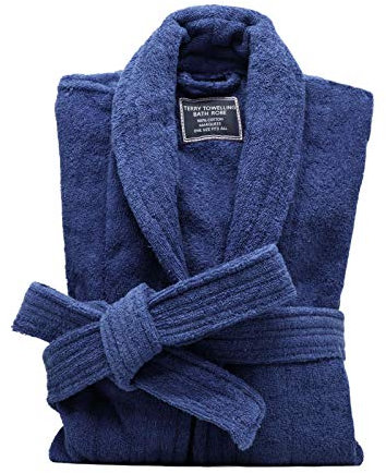 MARQUESS Herren all-baumwolle bademantel dick plüsch-tuch-hausmantel komfortabel & warm königin Marine blau