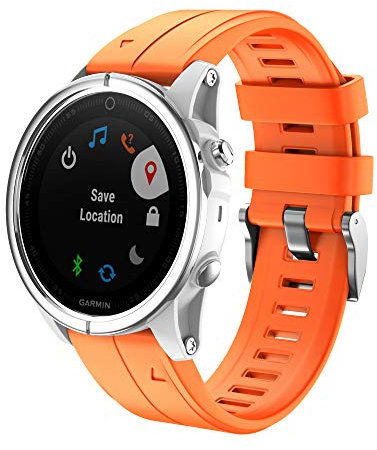 NotoCity Armband für Garmin Fenix 5S / 5S Plus/Fenix 6S / 6S Pro/Fenix 7S /D2 Delta S, 20mm Breite Silberne Schnalle Silikon Quick-Fit Uhrenarmband für Garmin, Mehrfache Farben (Orange)