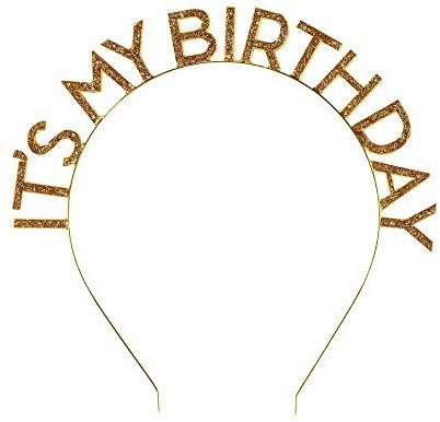 Talking Tables Party Decorations Glitter Happy Birthday Headband Headpiece Gold, Christmas