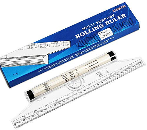 SUPERTOOL Mehrzweck-Lineal zum Zeichnen von parallelen Rollen, 30 cm, Typ: Zeichnungs-Werkzeug, Quadratisch, Winkel, Parallel, Lineal 2 Stück, transparent