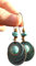 ✿ BLAUE PATINA KUPFER TRIBAL HOWLITE STEIN CABOCHON SCHEIBE AN LANGEN KIDNEY HAKEN ✿ wunderbare Ethno Ohrringe, türkise Ohrringe