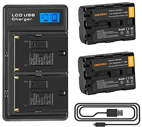 2X Shentec Akku NP-FM500H 2400mAh Kompatibel mit Sony NP-FM500H A58 A57 A65 A68 A77 II A99 II Alpha 68 A200 A300 A350 A500 A700 A900 DSLR-A200 SLT-A57