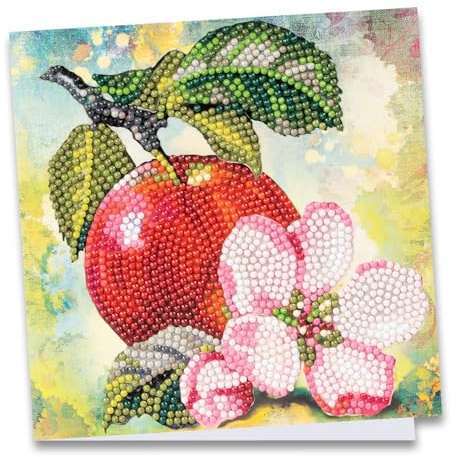Ideen mit Herz Diamond-Painting-Grußkarte | 16 x 16 cm | 370 g/m² | inkl. Umschlag & Werkzeug (Apfel mit Blüte)