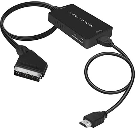 uhddadi Adattatore Scart a HDMI con Cavi HDMI, Full HD 720P/1080P Switch Video Audio Converter per HDTV Monitor Proiettore STB VHS Xbox PS3 Sky Blu-ray Lettore DVD