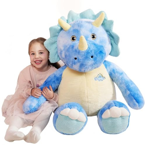 IKASA Groß Dinosaurier Triceratops Kuscheltier Riesen Stofftier, 78cm Gross Plüschtier Riesige Plüsch Spielzeug,Geschenk für Kinder