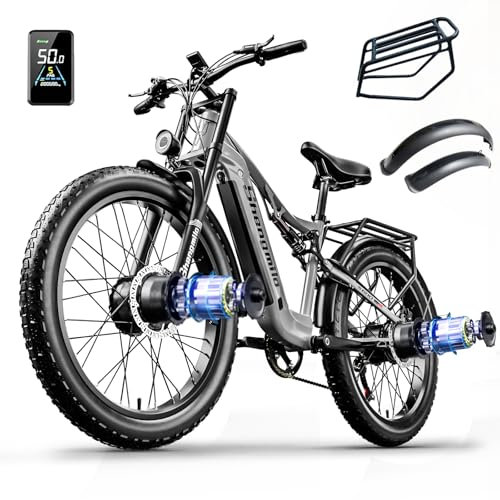 Shengmilo E Bike Herren,Damen,2 * 80NM,Spitze,Doppelmotor Elektro Mountainbike,48V 17.5AH Batterie,26 Zoll E Bike Damen,7-Gang Getriebe,Elektrofahrrad,Citybike,COC,CE