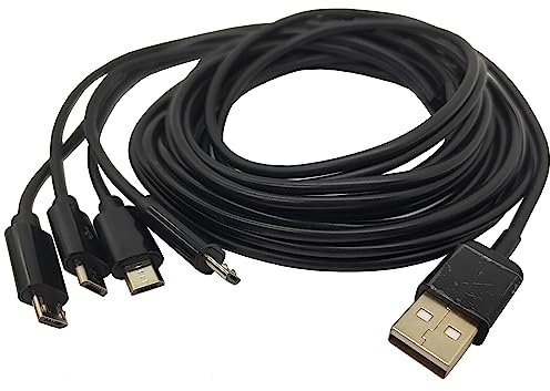 Halokny 4 in 1 Multi Charging Cable - USB Type A to Four Micro USB Splitter Cable Data Sync & Charge (Black 5Ft)