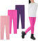 Auranso 3er Pack Leggings Mädchen Kinder Baumwolle Schwarz Leggings Lang Hosen Sport Pants 104 110 116 128 146 152 158 140-146 Rose/Lila/Rosa