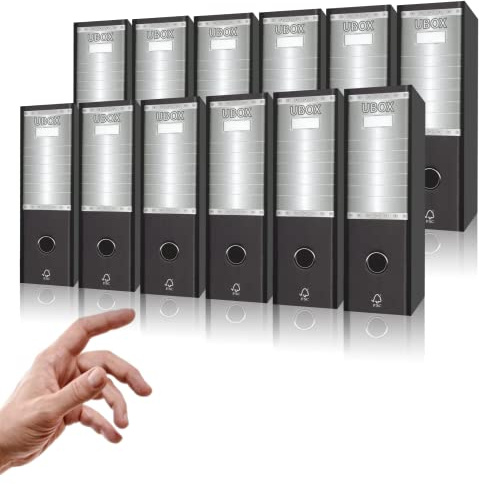 LogicaShop UBOX Raccoglitori ad Anelli A4 Grandi con Custodia, Faldoni Archivio, Classificatori Documenti Dossier Ufficio, Dox Registratore a Leva Raccoglitore (12Pz Commerciale, Nero, Dorso 8)