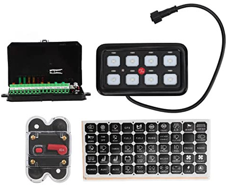 Panneau de Commutation de Voiture à LED, Panneau de Commutation à 8 Gangs en Aluminium à Intensité Variable Automatique, Boîtier de Commande de Circuit de Système de Relais électronique Universel IP65