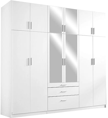 Nicht Zutreffend Kleiderschrank mit Spiegeltüren - 12-türig - 3 Schubladen - 271 x 229 cm - Weiß - Drehtürenschrank Schlafzimmerschrank