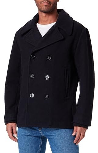 Schott NYC Seacoat Caban, Navy Scuro, S Uomo