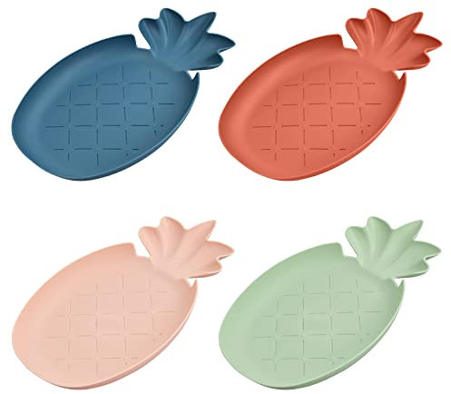 4 Piezas Juego de Platos de Cena Irrompibles, Juego de Vajilla de Camping, Platos de Plástico Irrompibles, Sin Toxinas,Sin Bpa, Reutilizable,para Pequeños y Adultos,para Picnic Fiesta Barbacoa Regalo