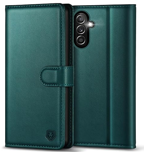 Kuafcase for Samsung A14 5G Case with 4 Card Slots Magnetic Closure Kickstand Shockproof Protective Phone Case for Samsung Galaxy A14 - Green
