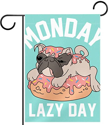Lazy Dog Puppy Dount Gartenflagge Vertikale Doppelseitige saisonale Bauernhaus Hof Outdoor Dekorationen