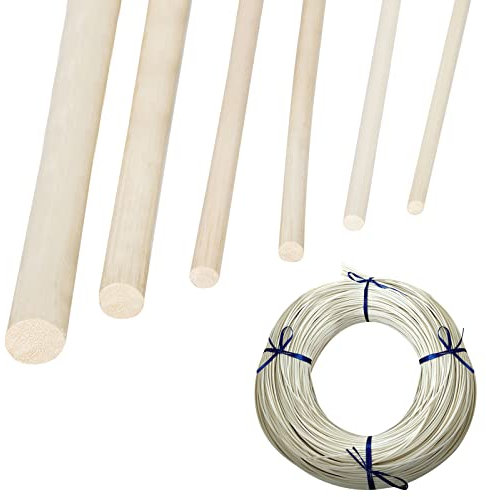 Peddigrohr Natur,Flechtrohr, Flechtmaterial,Peddigrohr Staken, 3mm ø -ø8mm zum Körbe flechten, basteln,Rolle Ca 500 g Natur Peddigrohr,Rattan Peddigrohr (Ø-3mm, A)