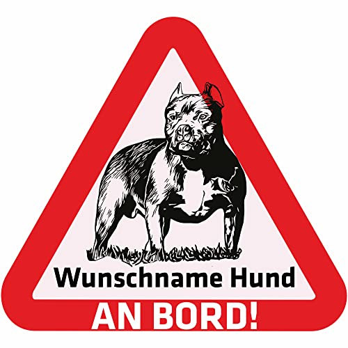 Indigos UG - Auto Aufkleber - Namensaufkleber Hund 15 cm - Pitbull - Sticker selbst gestalten mit Name & Wunschtext - personalisiert selbstklebend - Motorrad - LKW - Heckscheibenaufkleber