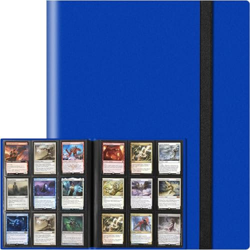 Trading Card Binder, Card Binder Album Folder Book Fit for MTG Baseball Football Sports Cards, Easy to Use Card Collection Binder (navy blue, 360 Pockets)