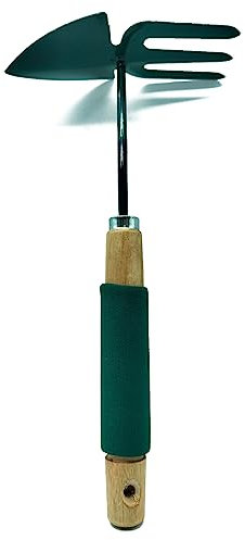 Tradineur - Zappa doppia da giardino - zappa e rastrello - facile da maneggiare, robusta e resistente - manico ergonomico con gomma - lunghezza 36 cm