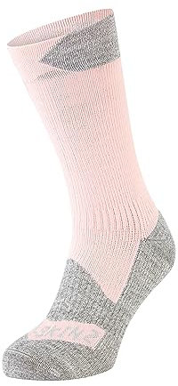 SEALSKINZ Raynham, calzino impermeabile per tutte le condizioni atmosferiche, media lunghezza, rosa e grigio screziato, S