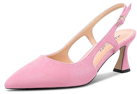 MAGIOPY Donna Chiusa a Punta Medio Tacco Heel Slingback Slip-on Dress Pumps Fibbia Casual Ufficio Estate Scarpe 6.5 CM Heels Rosa 40 EU