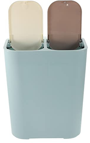 STOBAZA Poubelle à Double Compartiment Avec Couvercle Poubelle Classée Pour Déchets Secs Et Humides Idéale Pour Cuisine Salle De Bain Et Autres Espaces Capacité Pratique Et Facile à