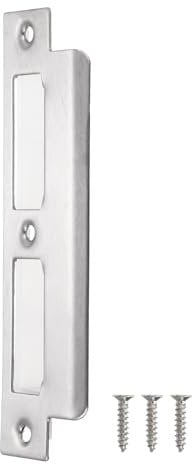 sourcing map Door Strike Plate, 155mm x 35mm 201 Stainless Steel Latch Deadbolt Strike Plate for Door Frame Door Jamb, Silver