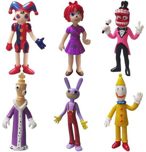 6 pcs Anime Zirkusspielzeug, Zirkusartisten-Actionfiguren, The Amazing Digital Circus Theme Characters PVC, Bastelspielzeug, Geschenke Für Kinder, Jungen Un