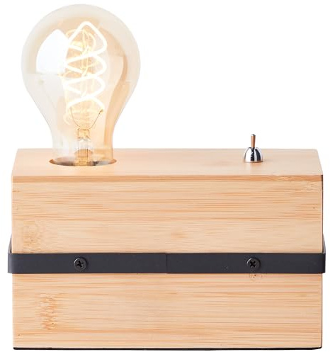 Brilliant Lampe Benny Tischleuchte schwarz matt/natur Metall braun 1x A60, E27, 40 W