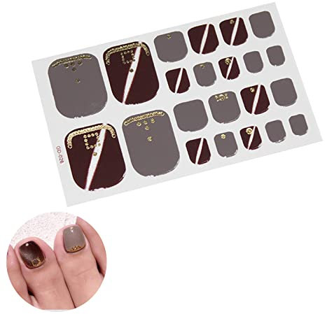 Laser-Full Wraps Toe Nail Polish Stickers Nail Stripes Self-Adhesive Toenail Wraps Manicure Art Designs Decals For Women Toe Nail Stickers Full Nail Wraps French Tips Toe Nail Stickers For Nail Art