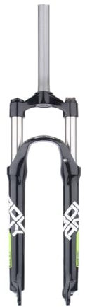 FukkeR Fourche À Suspension De Vélo 26 Pouces Tube Droit 1-1/8 Ressort Mécanique VTT Fourches Avant 9mm QR 100mm Ouvert Convient Course 105mm Frein À Disque(Black Green)