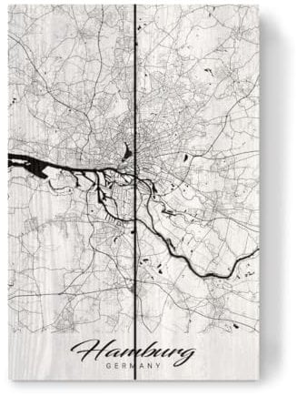 artboxONE Holzbild 30x20 cm Städte/Hamburg Hamburg City Map von Künstler Webwald