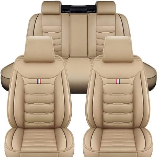 SSIMOO Auto Sitzbezüge Set Autositzbezüge für Hyundai Tucson 2000-2024, Vorne Und Hinten Leder Auto-Schonbezüge Wasserdicht Zubehör Innenraum,B/Beige