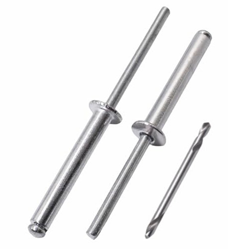 SKIR'CO 200 remaches ciegos de aluminio de 4,8 x 30 mm, mandril de acero, remaches pop, cabeza de cúpula, remaches DIN 7337, broca incluida