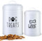 Dog Treat Container Airtight, Dog Treat Jar Set of 2 with Lid - 9x5.5''&7x4'' Metal Dog Cookie Jar for Farmhouse Kitchen Counter, White Pet Treat Container, Dog Treat Storage Container for Dogs, Cats