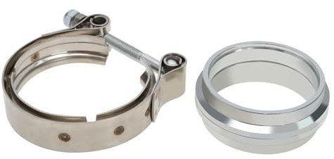 YINETTECH 1 Set of 2.5Inch Car Exhaust Pipe Special V Shaped Clamp with Stainless Steel Clamp and Male and Female Flange Automobile Exhaust V Band Clamp