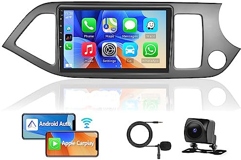 2+64GB CAMECHO for Kia Picanto Morning 2011-2017 Android 13 Car Stereo with Wireless CarPlay Android Auto 9” Touchscreen Car Radio with GPS Sat Nav WiFi HiFi Bluetooth FM AHD Reverse Camera Head Unit