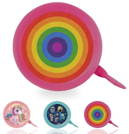 Fahrradklingel Kinder Mädchen Metall - Klingel Fahrrad Kinder - Fahrradklingel Bunt Regenbogen - Fahrradklingel Laut - Fahrradklingel Mädchen - Fahrradklingel Retro - Regenbogen Pink Violett