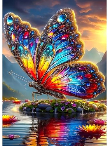DPHERO 5D Bricolage Papillon Diamond Painting, DIY Broderie Fantaisie Diamant Painting Kit Complet, Pays des Rêves Kits de Peinture sur Diamant Point de Croix Painting pour Adultes Débutants 30x40cm