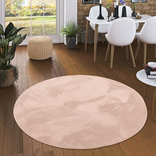 Pearl - Tapis de Luxe en Fourrure synthétique Super Douce - Vieux Rose - Rond - 3 Tailles
